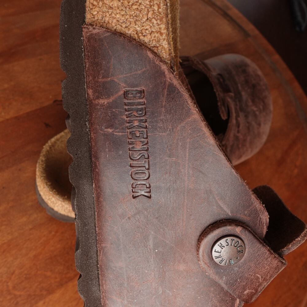 Birkenstock Brown Leather Boston Clogs with Adjustable Strap - Picture 10 of 13